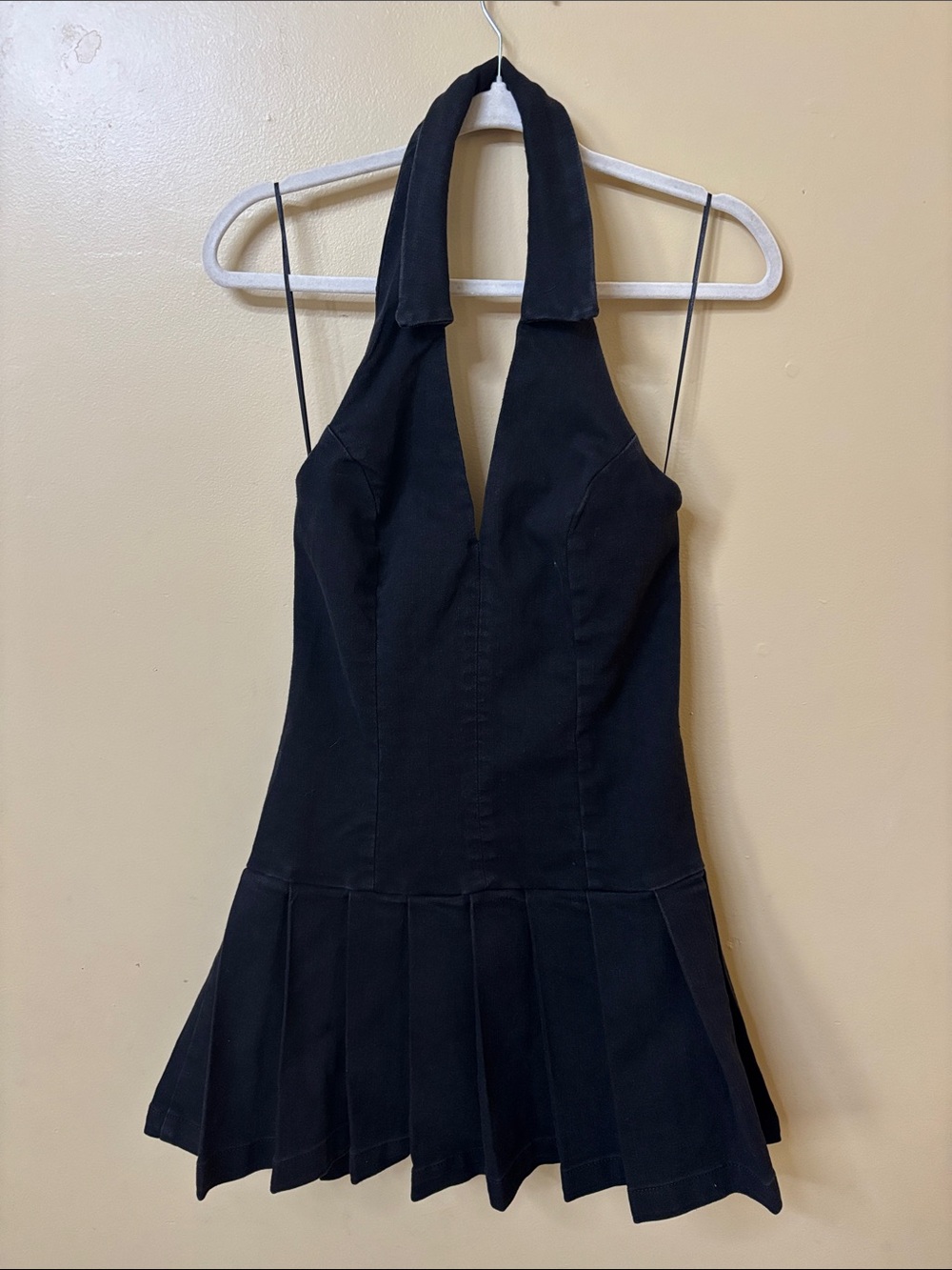 NWT Love, Fire black denim halter mini dress